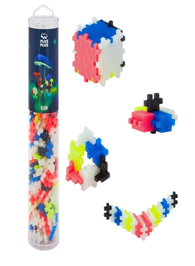 Plus-Plus Plus Plus 240 Piece Interlocking Building Blocks for Kids, Open Ended Connecting Toys, Stem Bin Classroom Mini Manipulatives - Glow in Dark Play Tube - Image 1